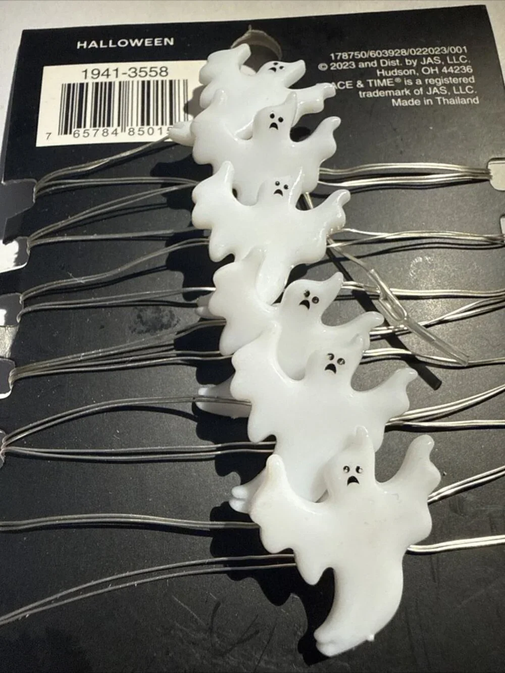 Lot of 2 Halloween Decor Hanging Skeleton & Ghosts Boo Mini LED String Lights